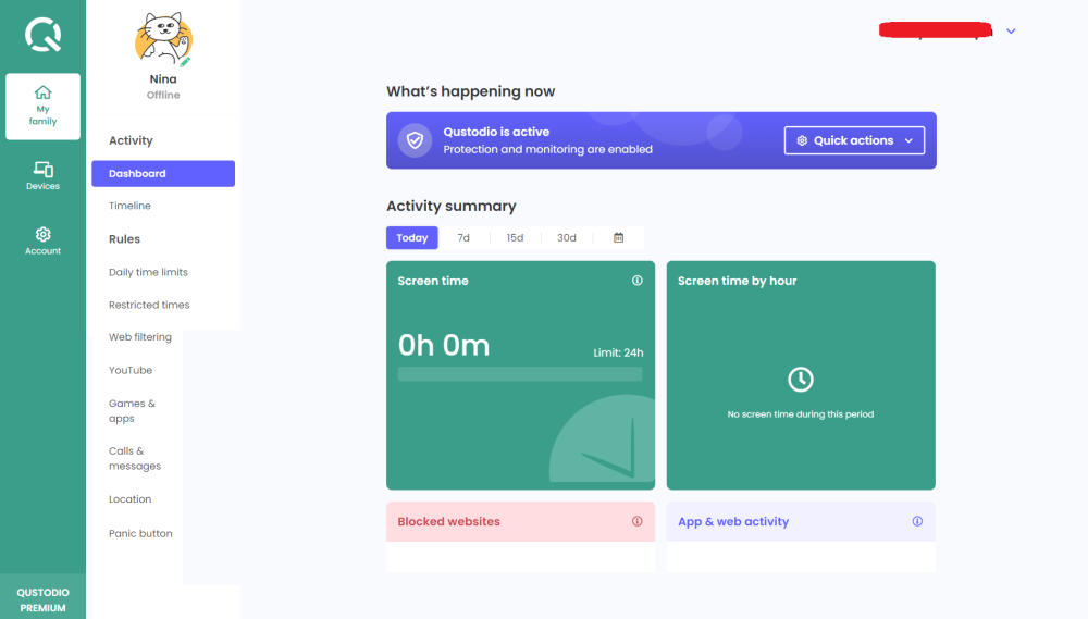 Qustodio activity summary